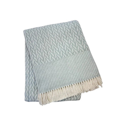 55" X 70" Sky Blue Cotton Blend Woven Plush Throw Blanket with Fringe HomeRoots