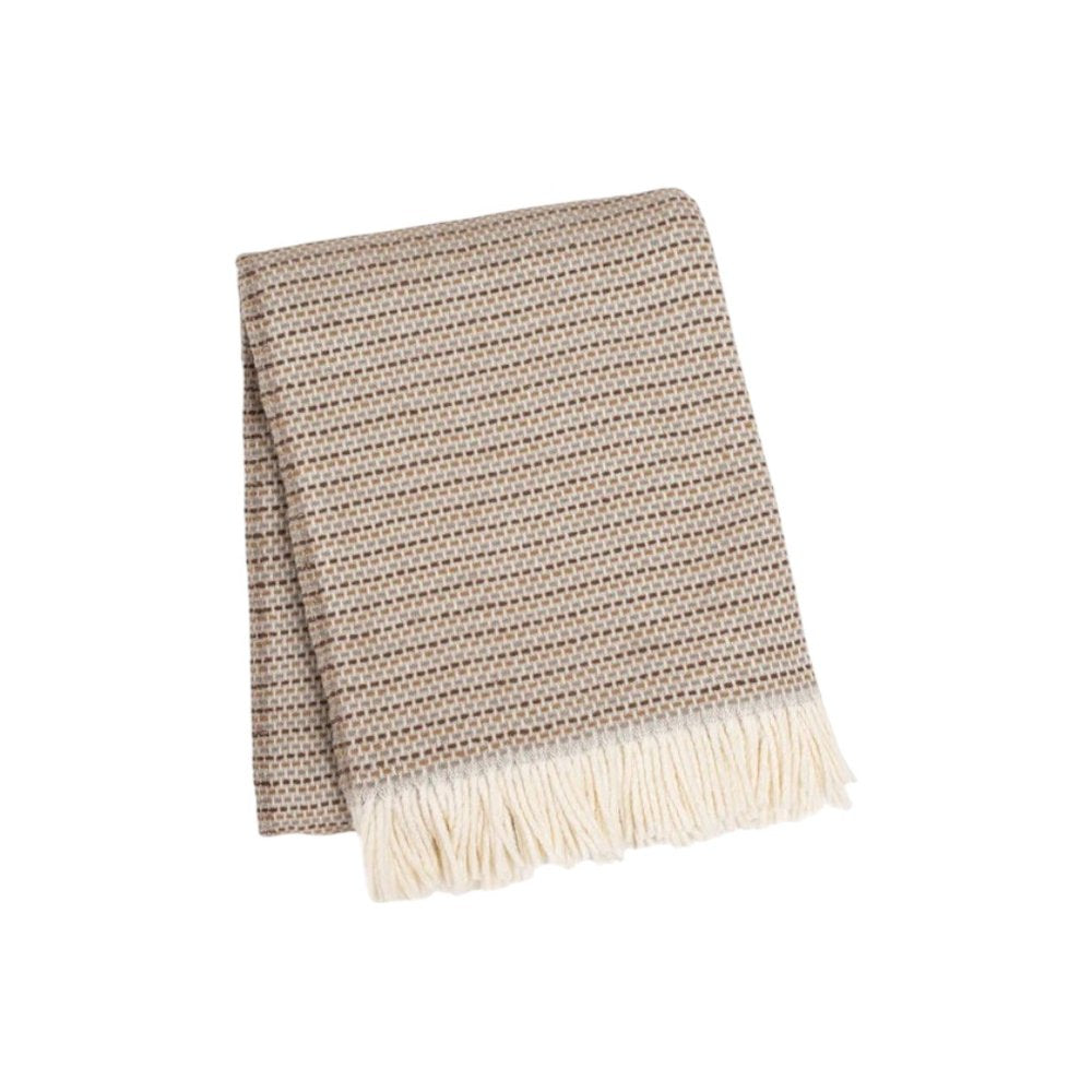 55" X 70" Camel Cotton Blend Woven Plush Throw Blanket with Fringe HomeRoots