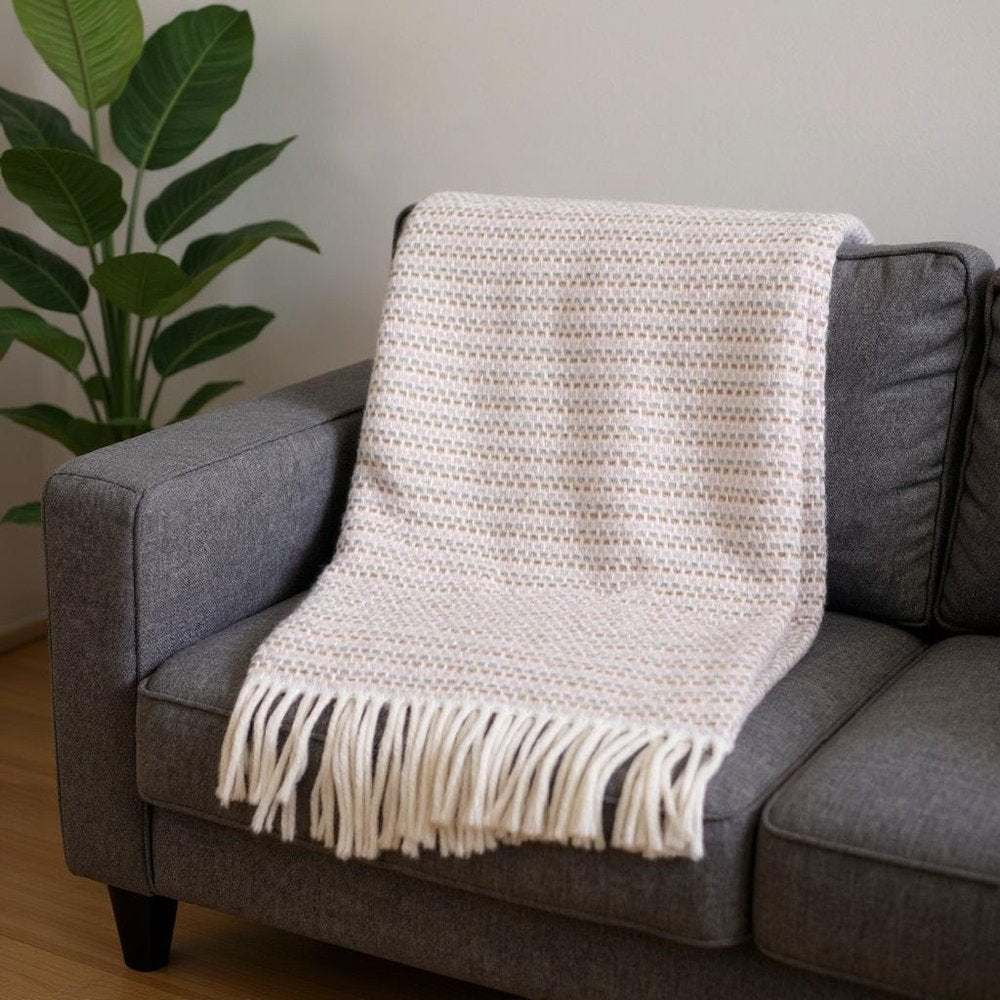 55" X 70" Chestnut Cotton Blend Woven Plush Throw Blanket with Fringe HomeRoots