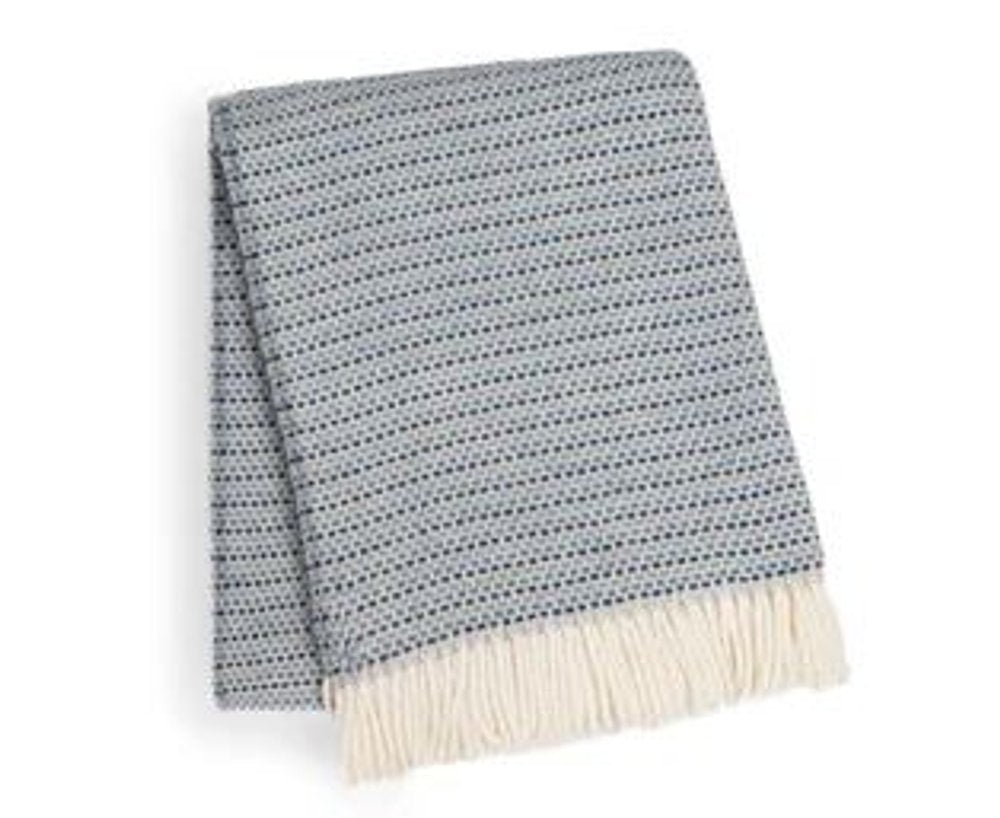 55" X 70" Denim Blue Cotton Blend Woven Plush Throw Blanket with Fringe HomeRoots