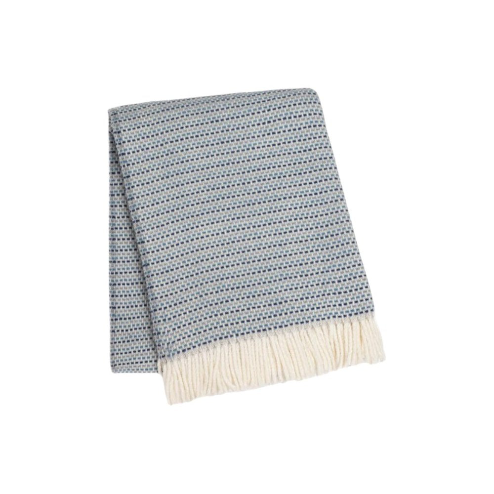 55" X 70" Denim Blue Cotton Blend Woven Plush Throw Blanket with Fringe HomeRoots