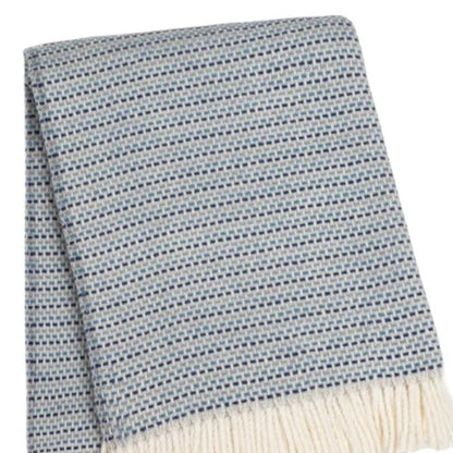 55" X 70" Denim Blue Cotton Blend Woven Plush Throw Blanket with Fringe HomeRoots