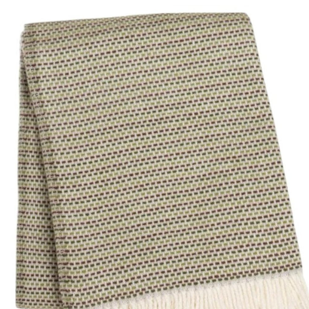 55" X 70" Moss Green Cotton Blend Woven Plush Throw Blanket with Fringe HomeRoots
