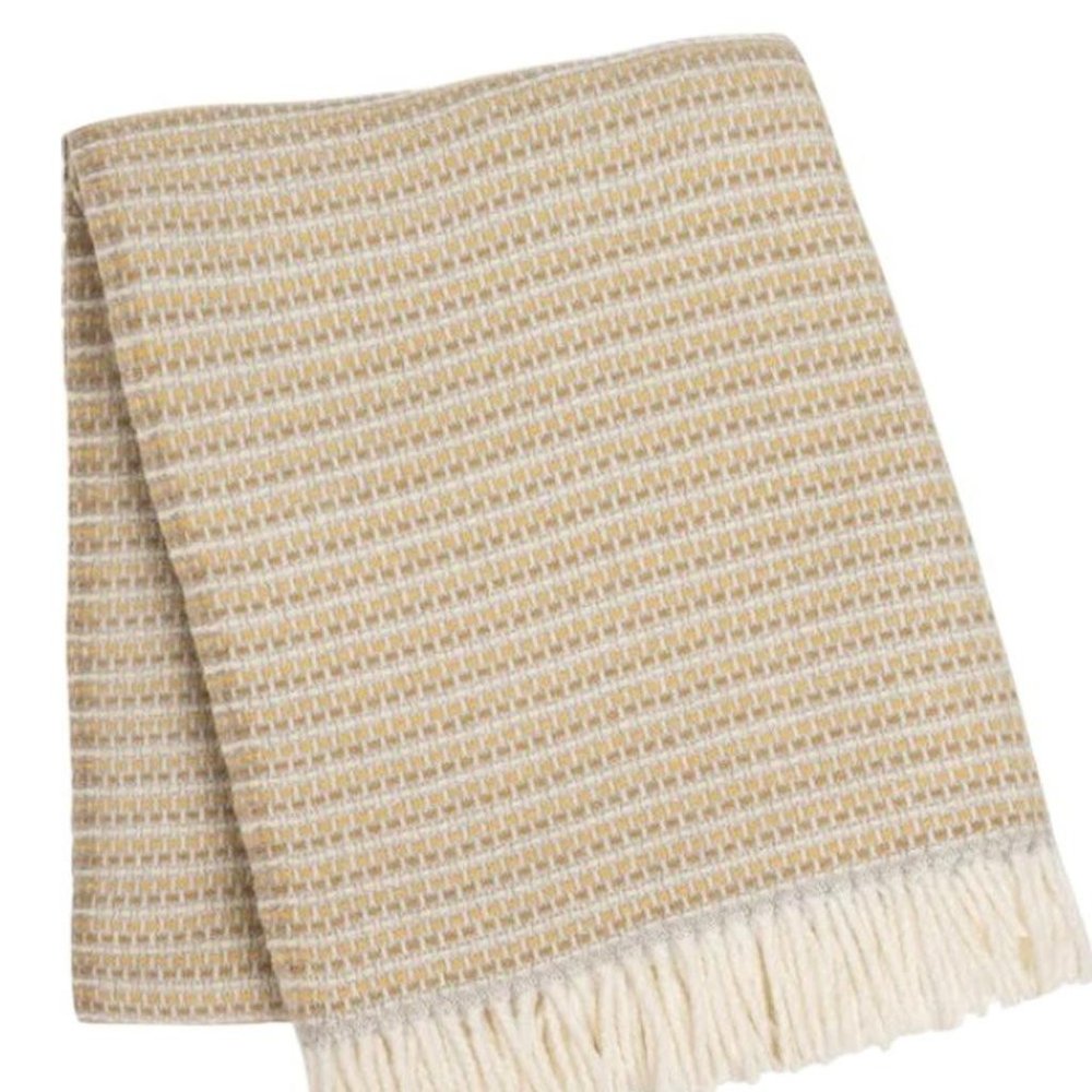 55" X 70" Stone Cotton Blend Woven Plush Throw Blanket with Fringe HomeRoots