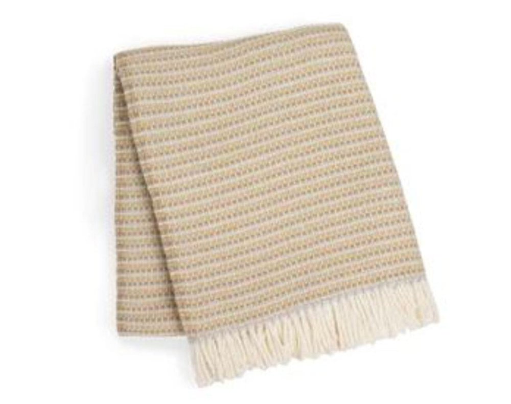 55" X 70" Stone Cotton Blend Woven Plush Throw Blanket with Fringe HomeRoots