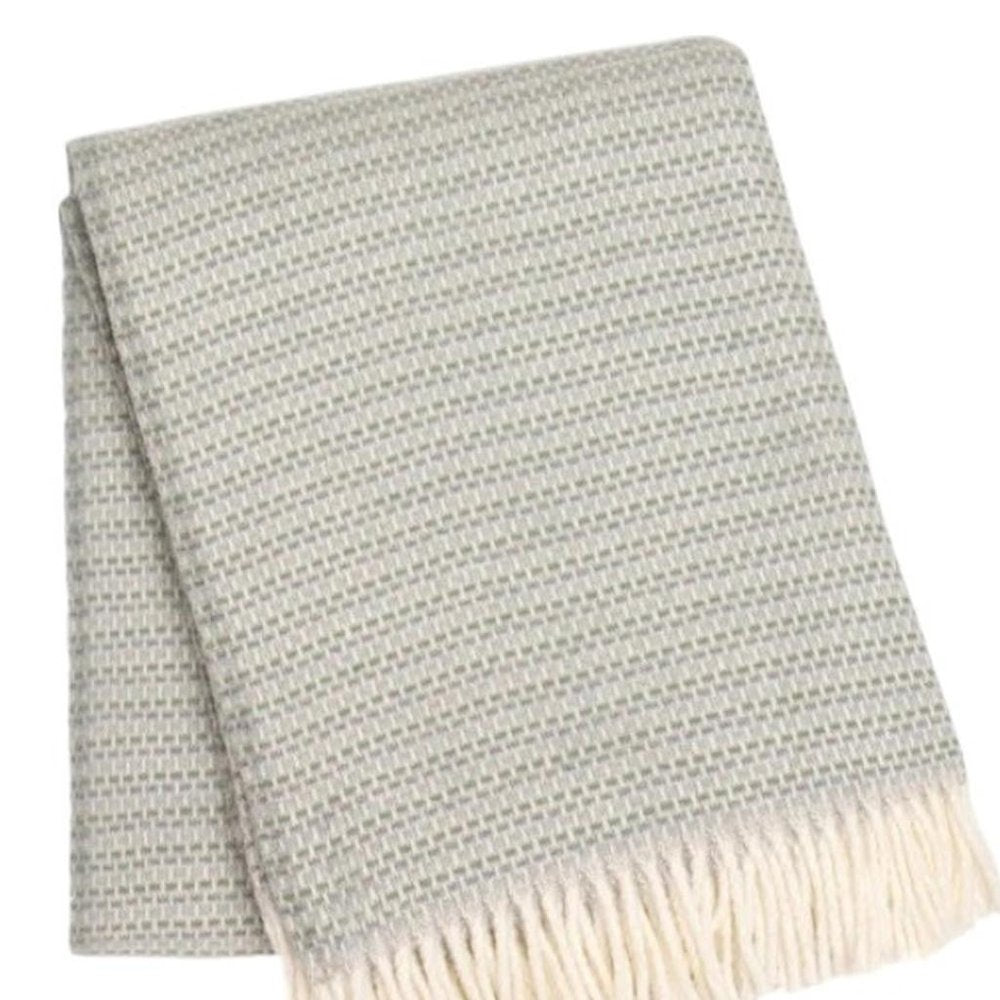 55" X 70" Slate Blue Cotton Blend Woven Plush Throw Blanket with Fringe HomeRoots