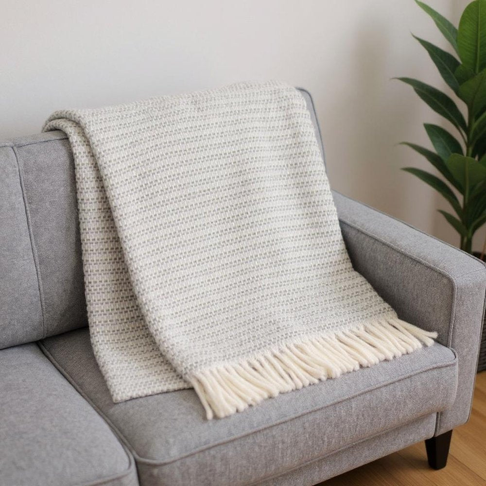 55" X 70" Slate Blue Cotton Blend Woven Plush Throw Blanket with Fringe HomeRoots
