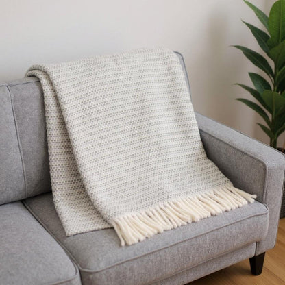 55" X 70" Slate Blue Cotton Blend Woven Plush Throw Blanket with Fringe HomeRoots