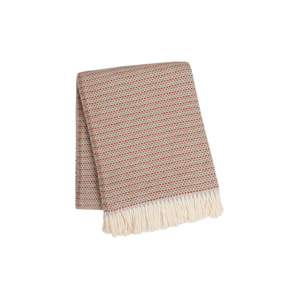 55" X 70" Terra Cotta Cotton Blend Woven Plush Throw Blanket with Fringe HomeRoots