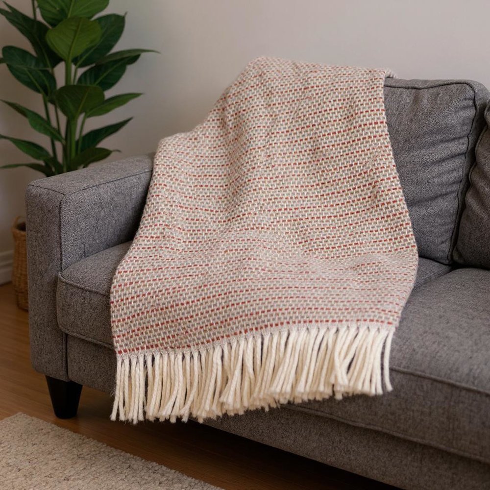55" X 70" Terra Cotta Cotton Blend Woven Plush Throw Blanket with Fringe HomeRoots
