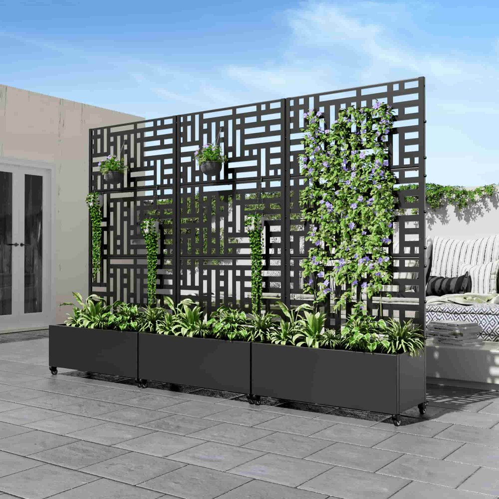 72" X 35" Black Metal Rectangular Planter Box HomeRoots