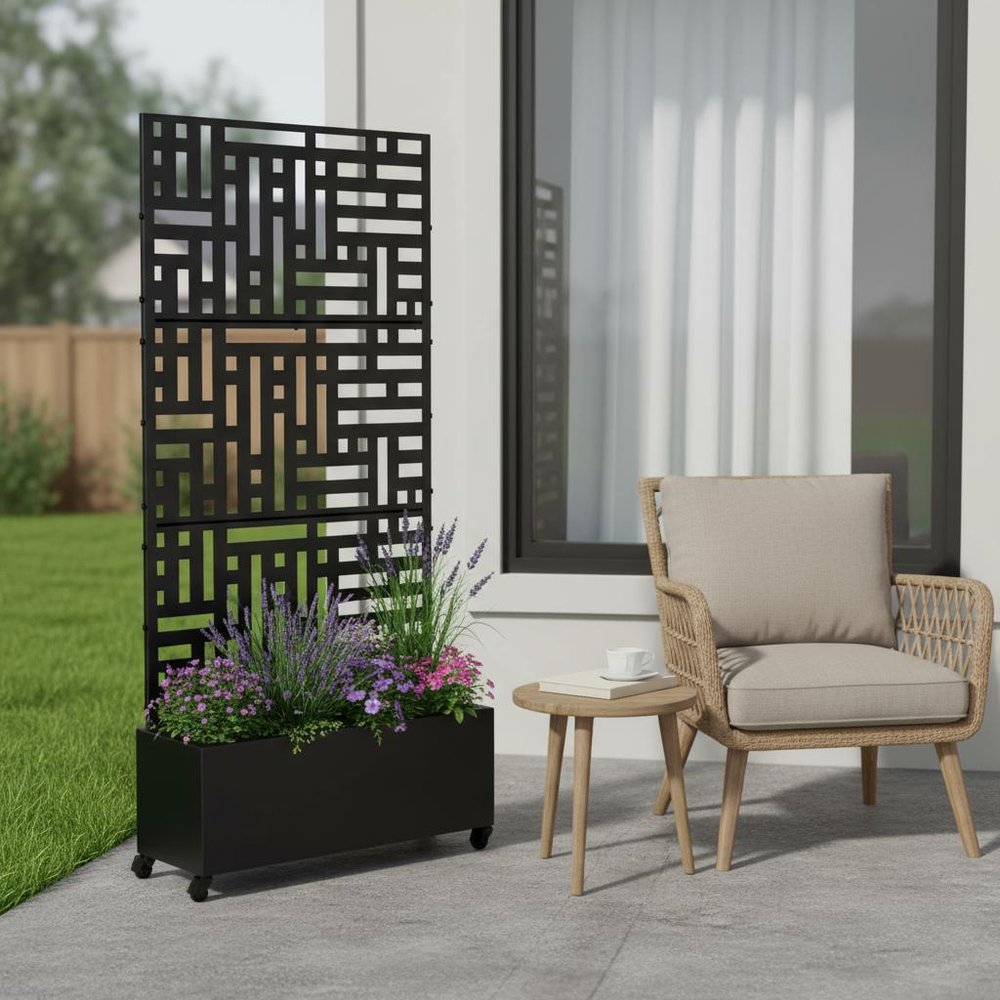 72" X 35" Black Metal Rectangular Planter Box HomeRoots