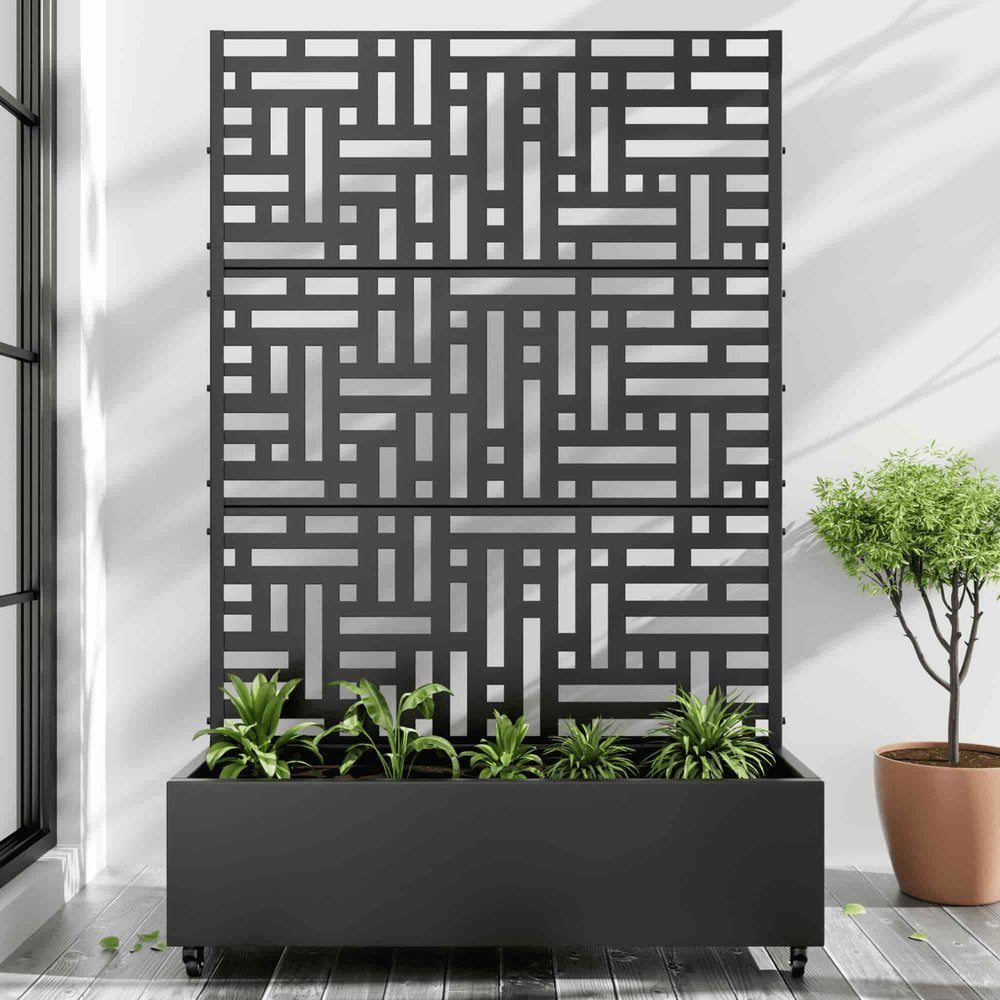72" X 47" Black Metal Rectangular Planter Box HomeRoots