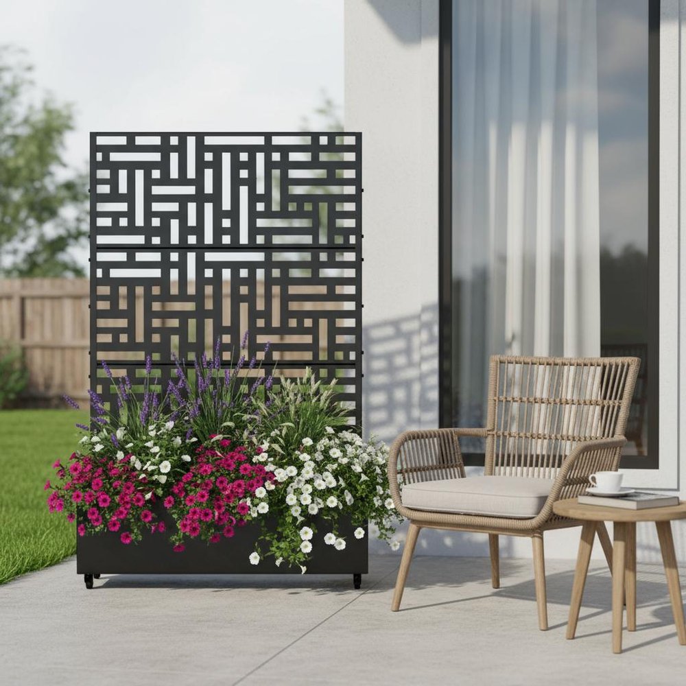 72" X 47" Black Metal Rectangular Planter Box HomeRoots