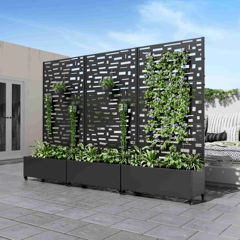 72" X 35" Black Metal Rectangular Planter Box — view 1