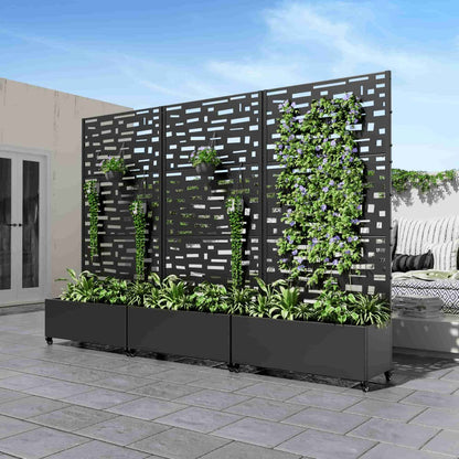 72" X 35" Black Metal Rectangular Planter Box