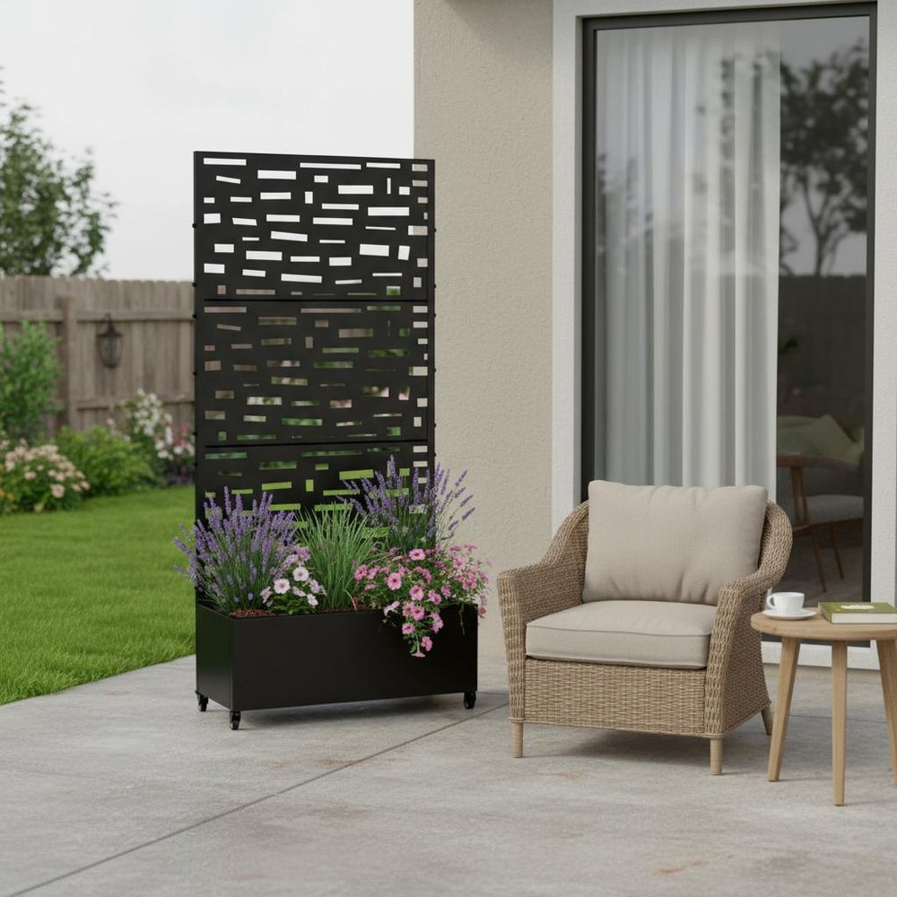 72" X 35" Black Metal Rectangular Planter Box — view 6