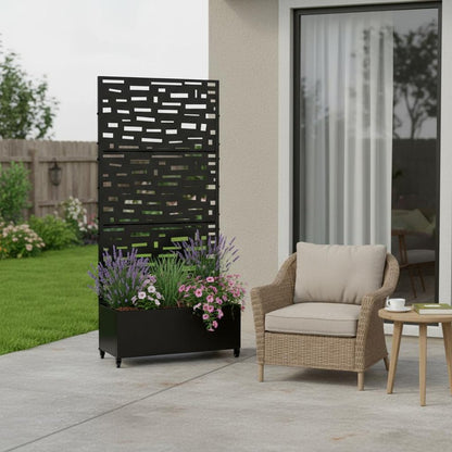 72" X 35" Black Metal Rectangular Planter Box