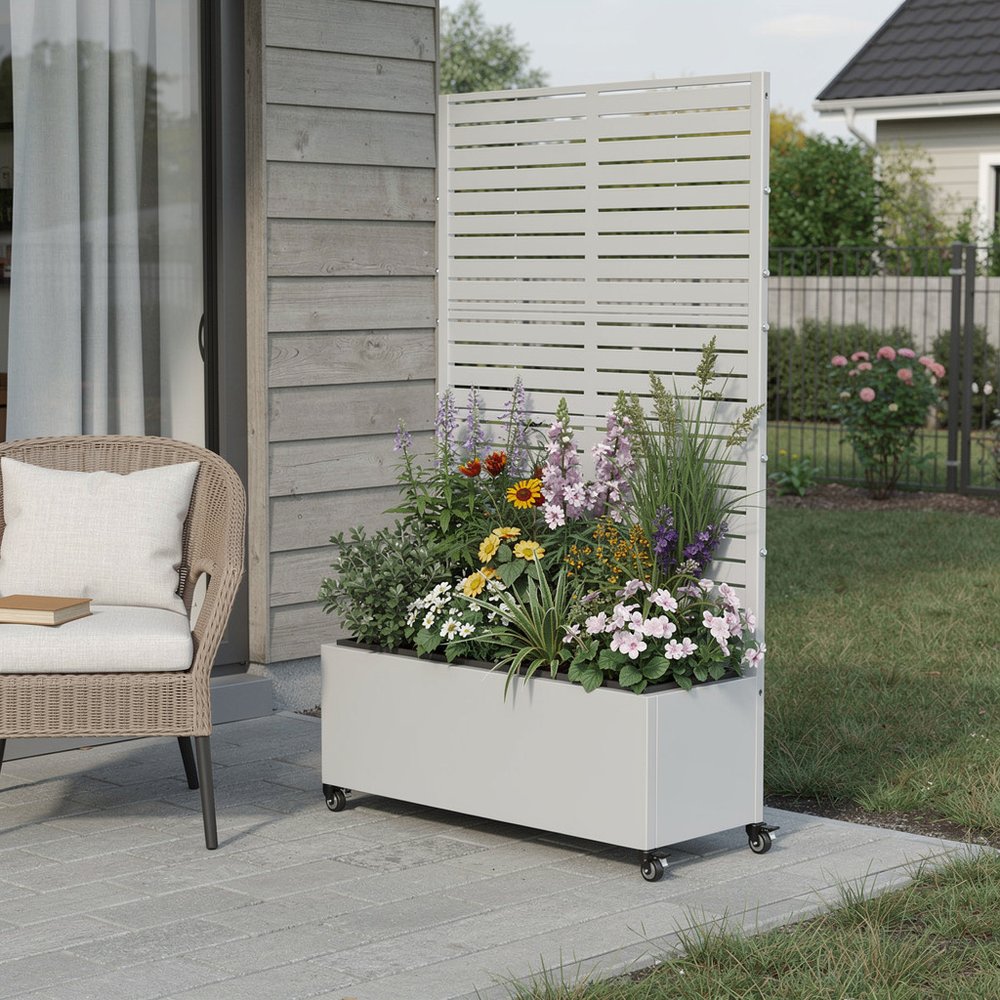 73" X 35" White Metal Rectangular Planter Box — view 5