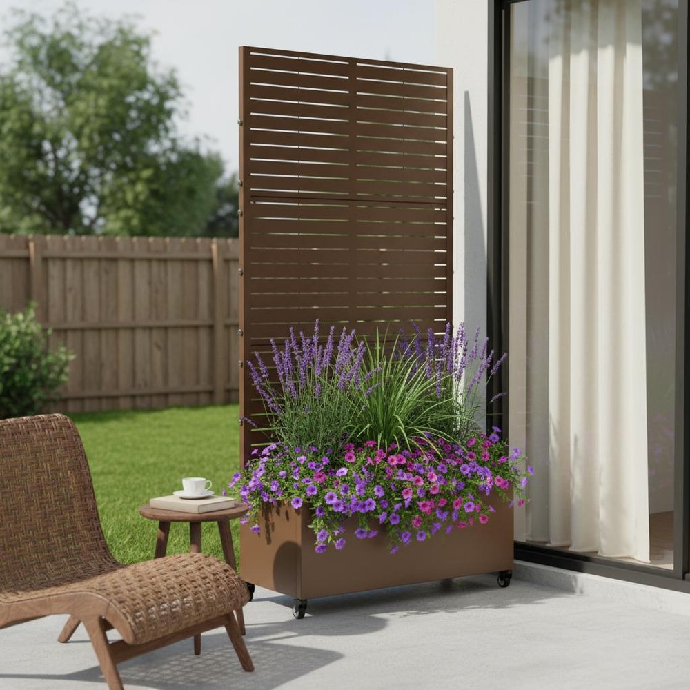 73" X 35" Brown Metal Rectangular Planter Box — view 4