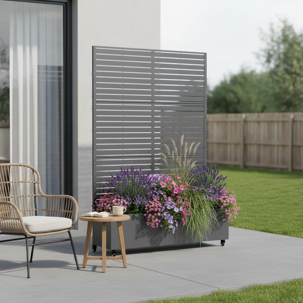 72" X 35" Gray Metal Rectangular Planter Box HomeRoots