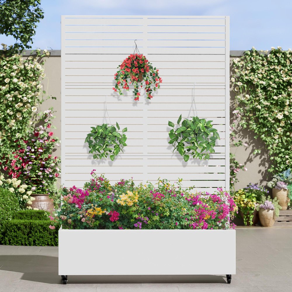 72" X 47" White Metal Rectangular Planter Box HomeRoots