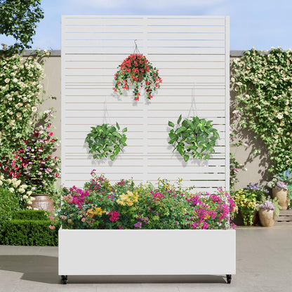 72" X 47" White Metal Rectangular Planter Box HomeRoots