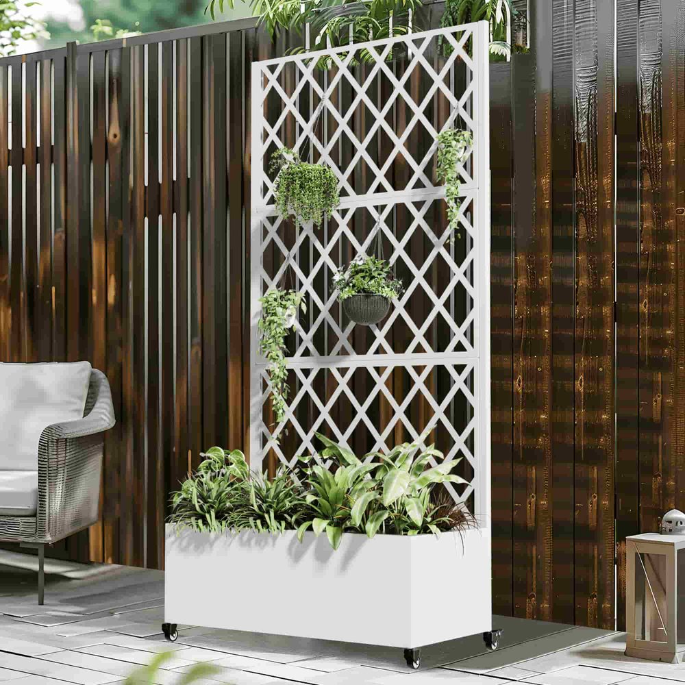 72" X 35" White Metal Rectangular Planter Box — view 1