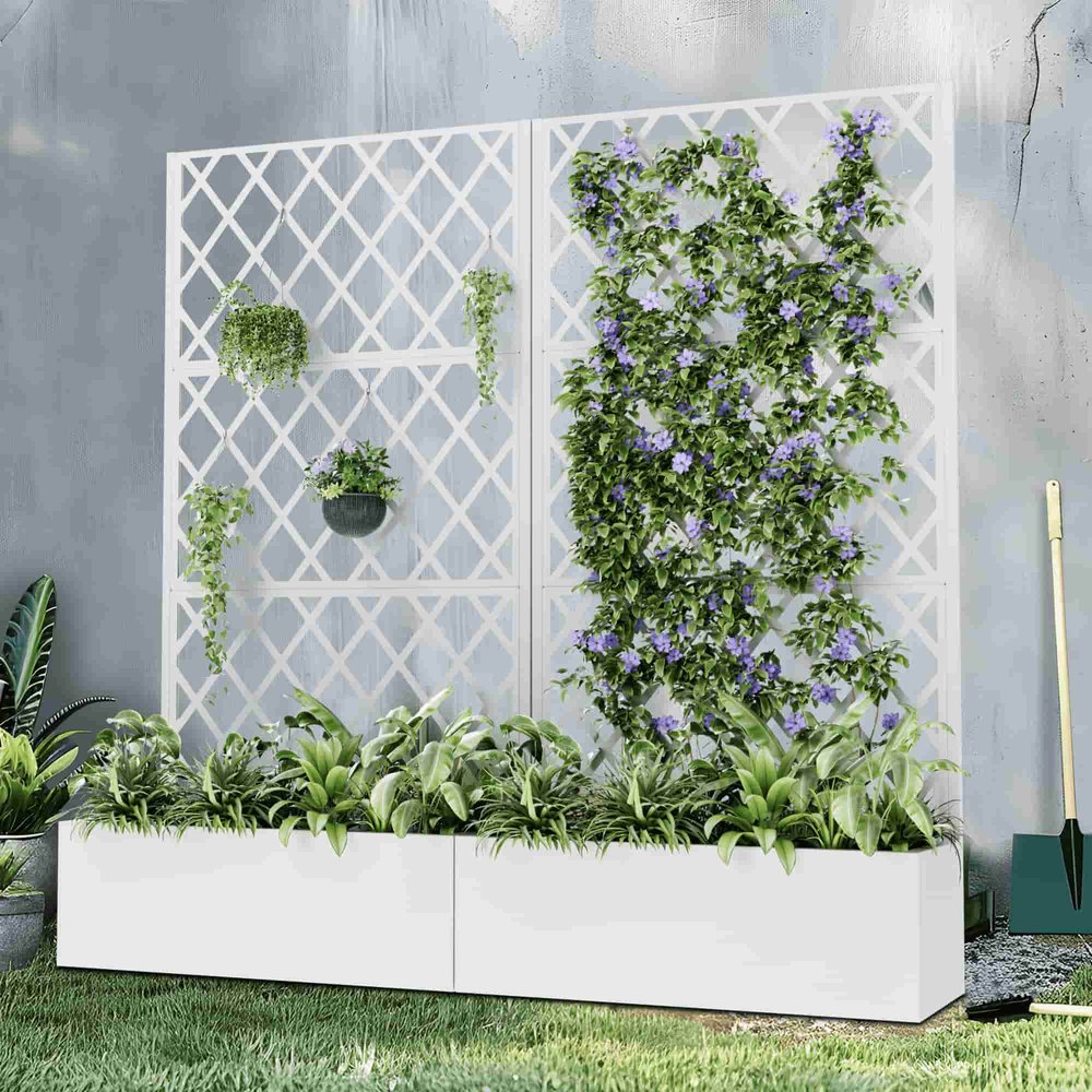 72" X 35" White Metal Rectangular Planter Box HomeRoots