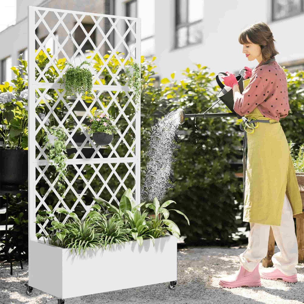 72" X 35" White Metal Rectangular Planter Box — view 3