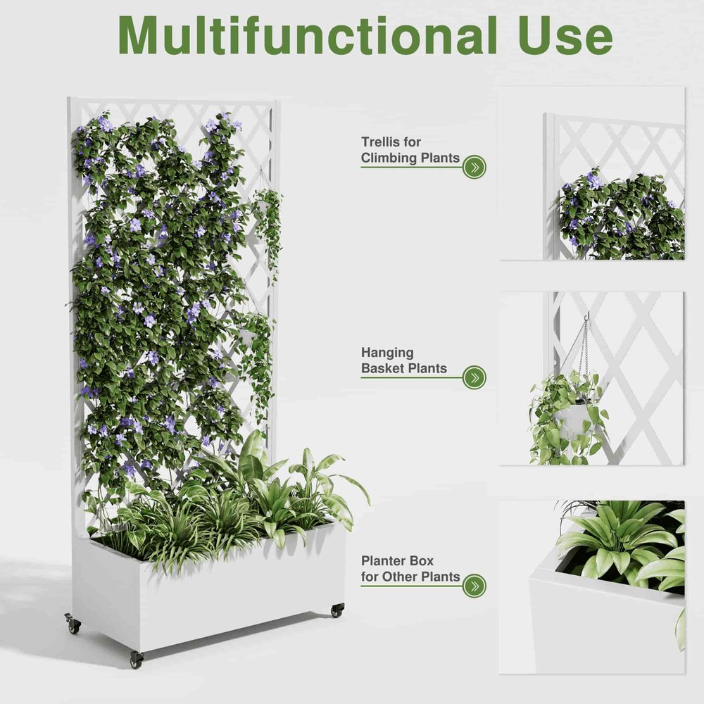 72" X 35" White Metal Rectangular Planter Box HomeRoots