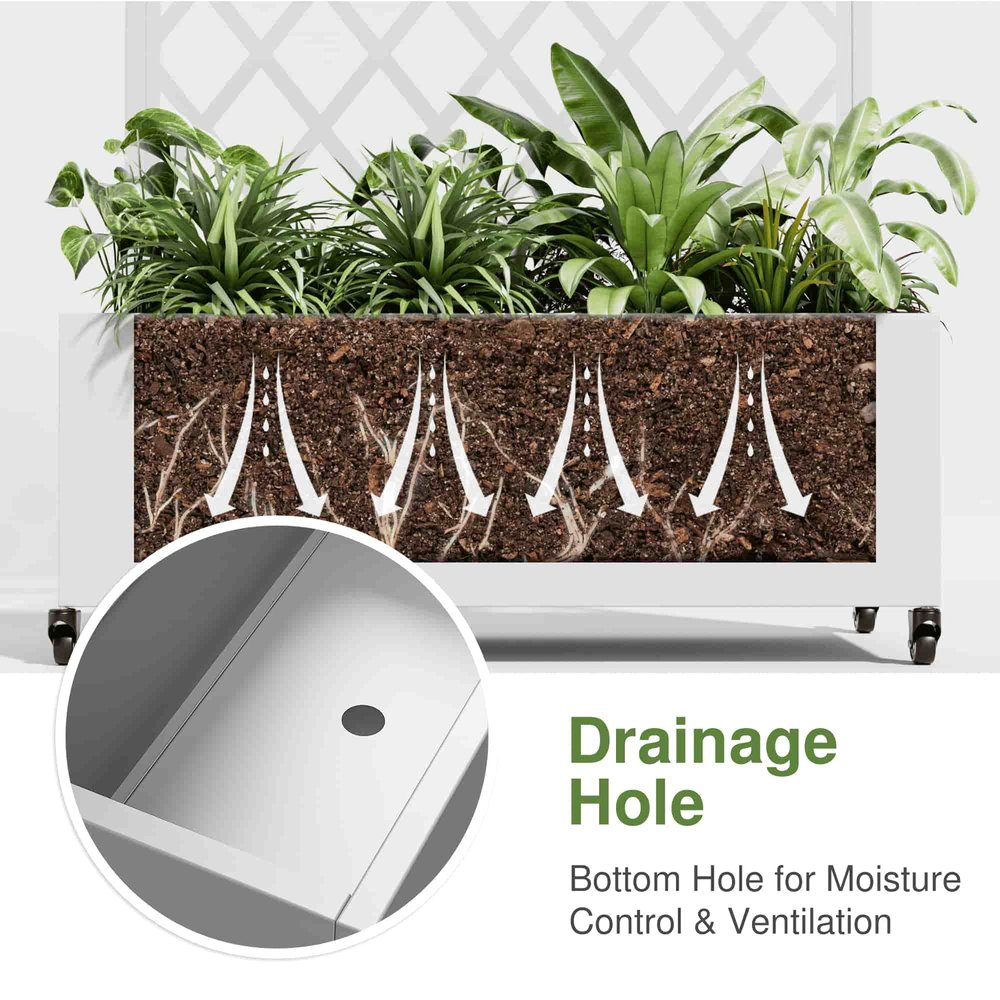 72" X 35" White Metal Rectangular Planter Box — view 7