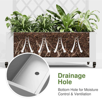 72" X 35" White Metal Rectangular Planter Box HomeRoots