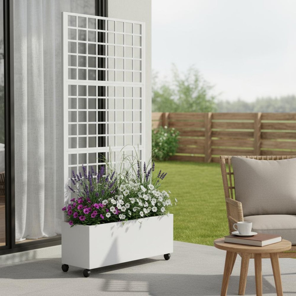 73" X 35" White Metal Rectangular Planter Box HomeRoots