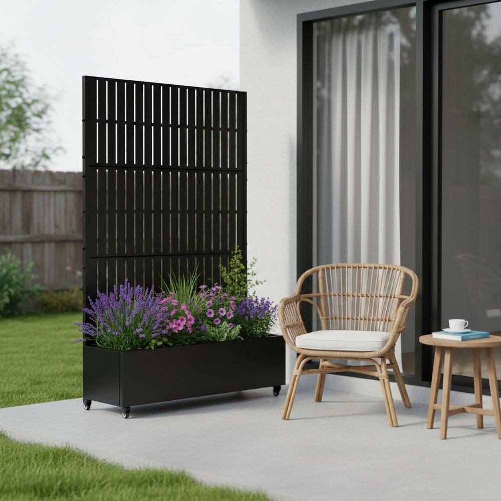 72" X 47" Black Metal Rectangular Planter Box — view 6