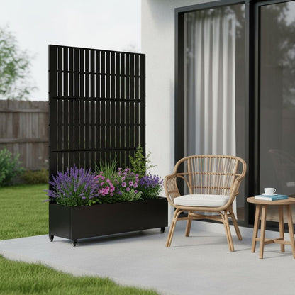 72" X 47" Black Metal Rectangular Planter Box HomeRoots