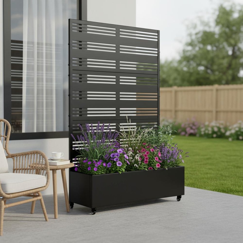 72" X 47" Black Metal Rectangular Planter Box — view 5