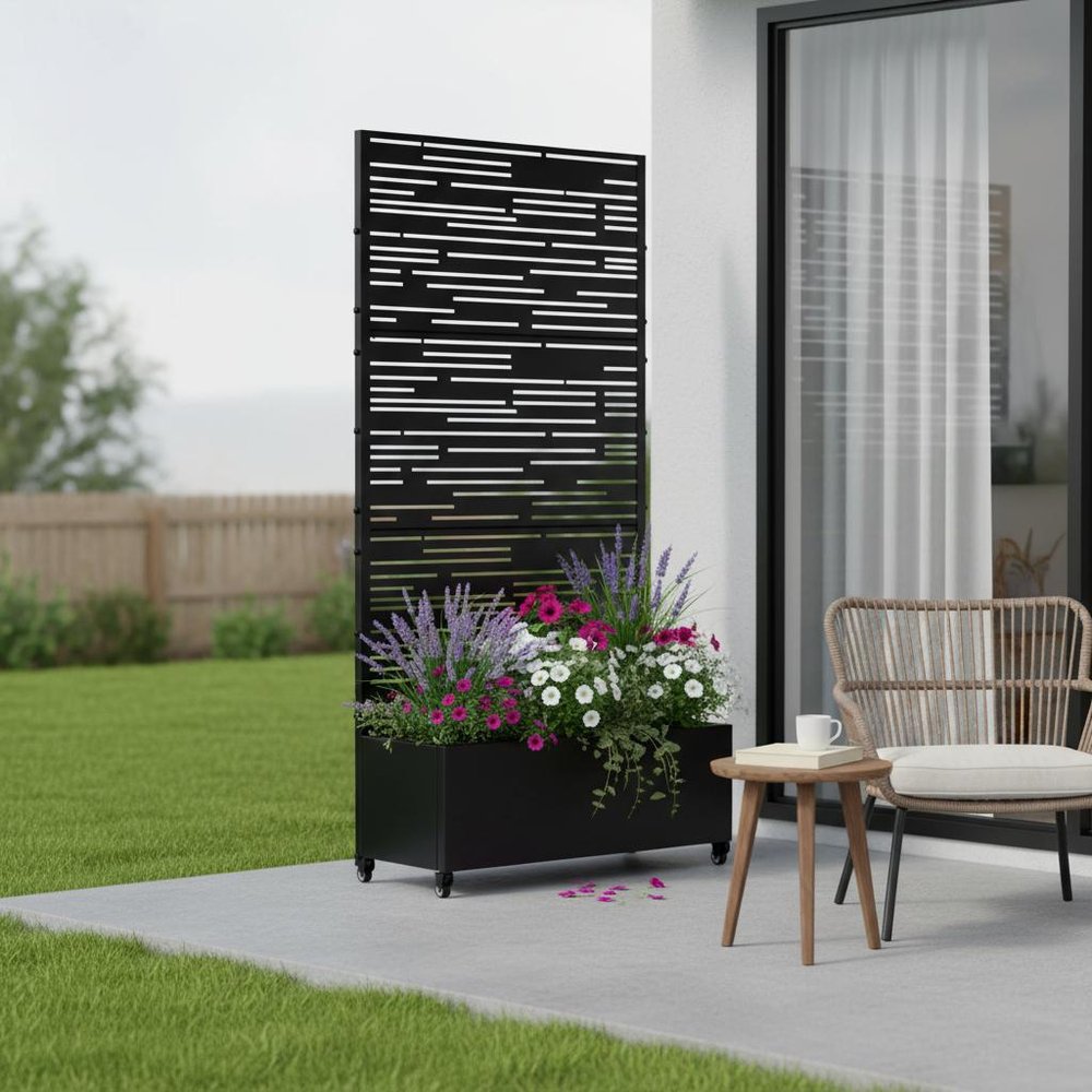 72" X 35" Black Metal Rectangular Planter Box HomeRoots