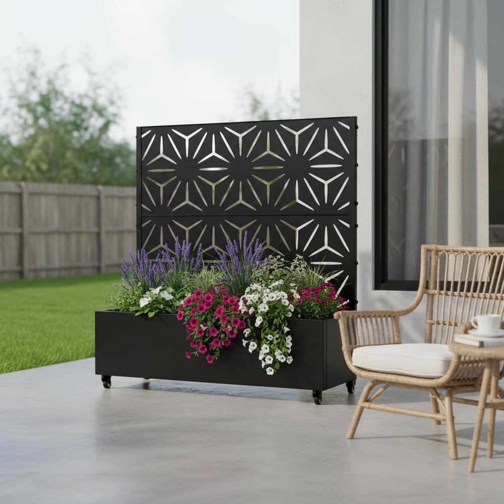 47" X 47" Black Metal Rectangular Planter Box — view 3