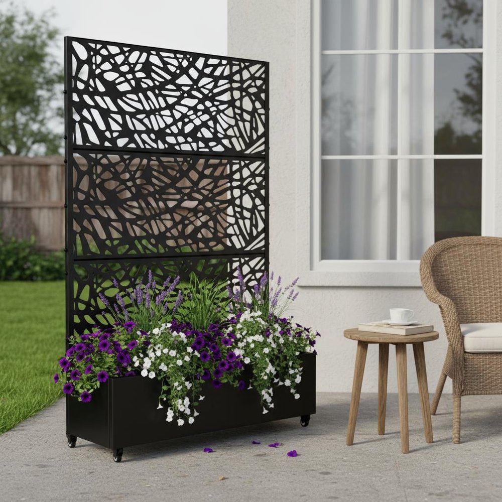 72" X 47" Black Metal Rectangular Planter Box HomeRoots