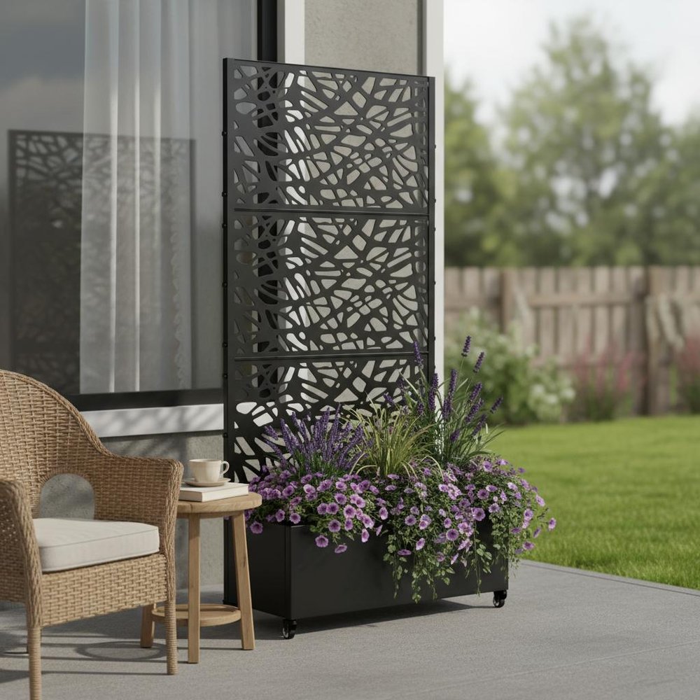 72" X 35" Black Metal Rectangular Planter Box — view 1