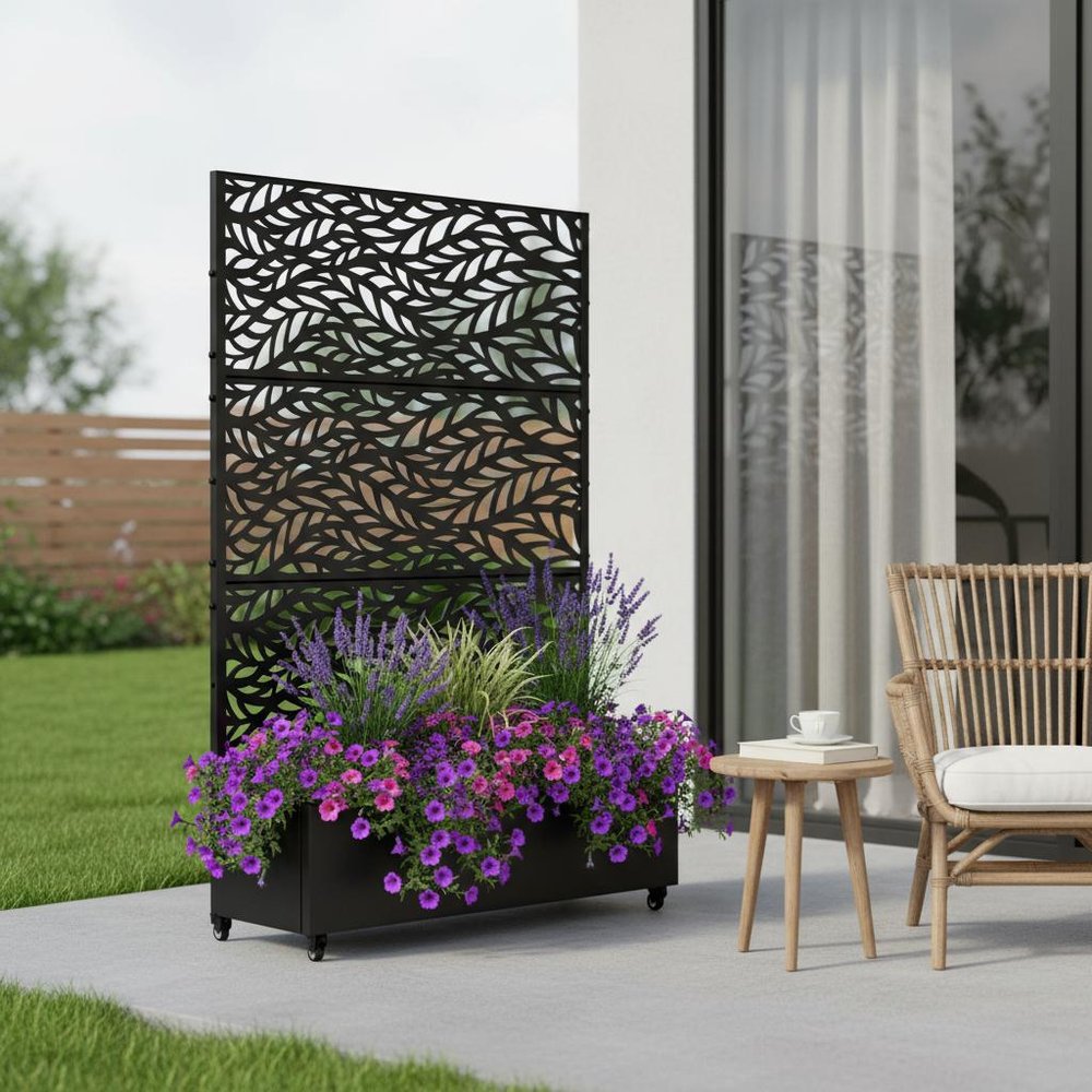 72" X 47" Black Metal Rectangular Planter Box — view 5