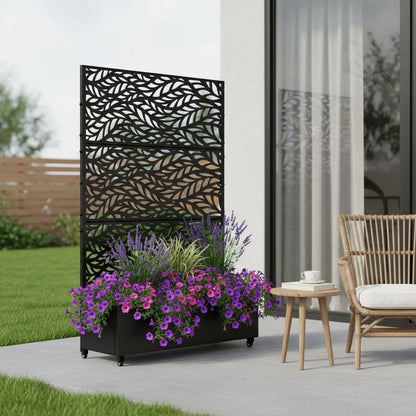 72" X 47" Black Metal Rectangular Planter Box HomeRoots