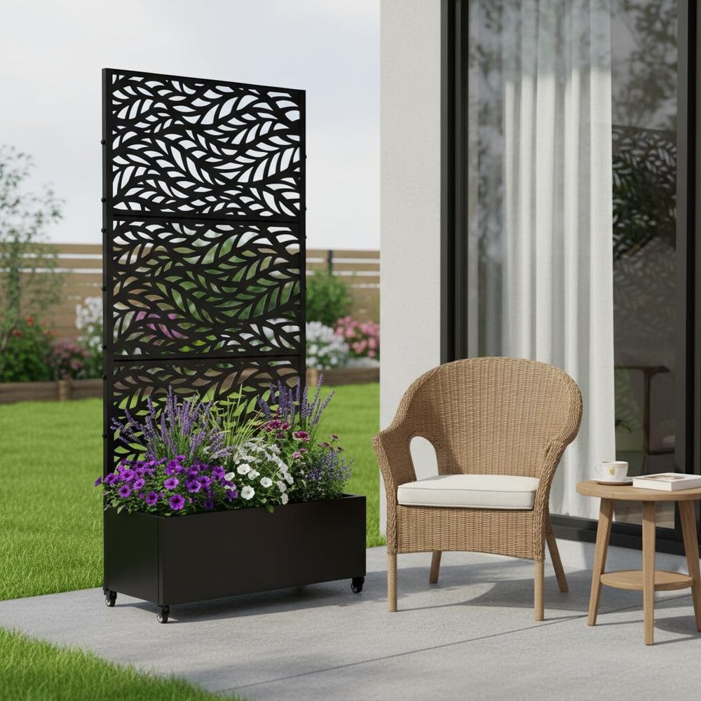 72" X 35" Black Metal Rectangular Planter Box HomeRoots