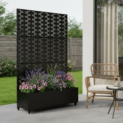 72" X 47" Black Metal Rectangular Planter Box HomeRoots