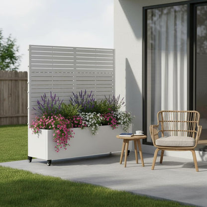 47" X 47" White Metal Rectangular Planter Box HomeRoots