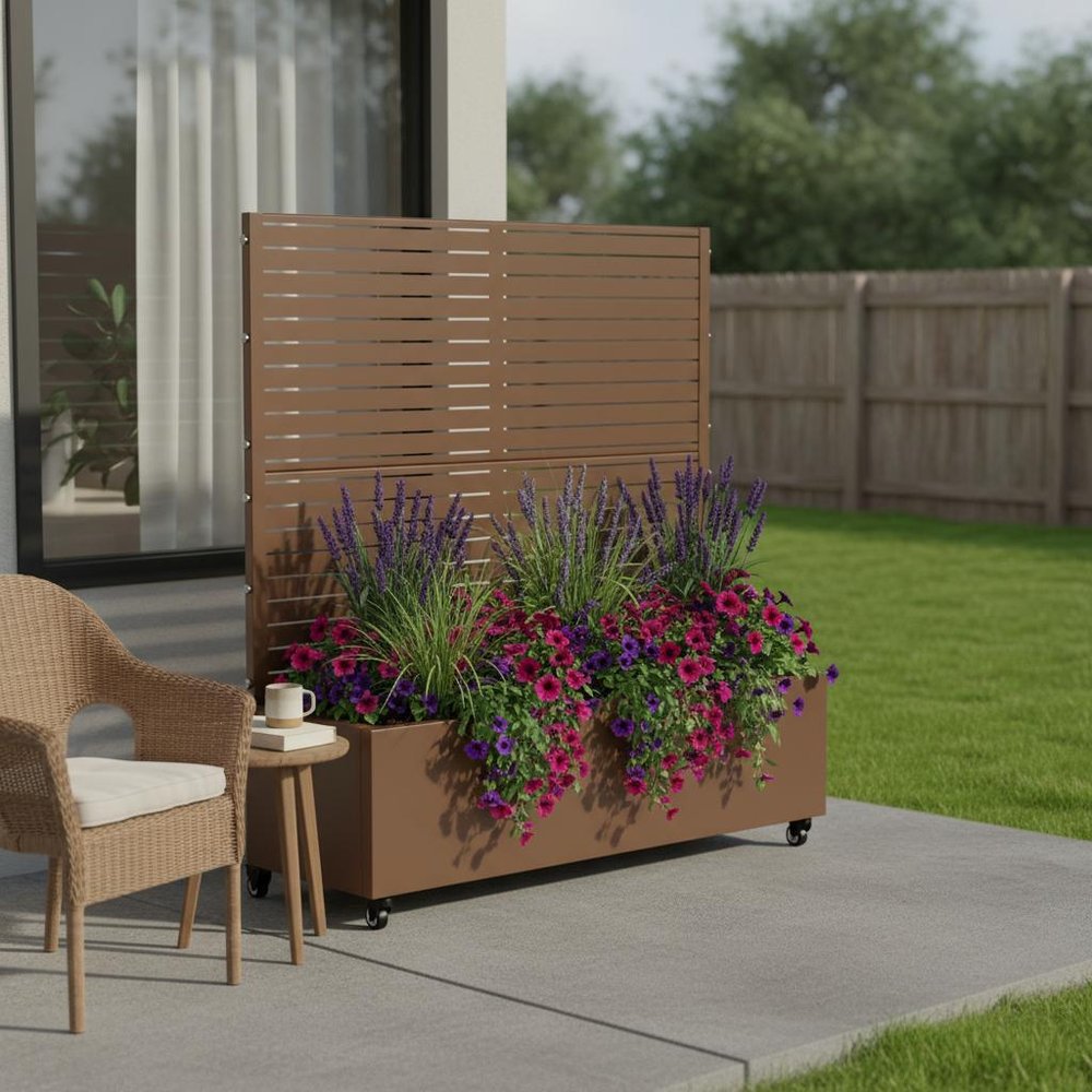 47" X 47" Brown Metal Rectangular Planter Box — view 5