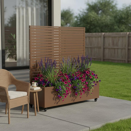 47" X 47" Brown Metal Rectangular Planter Box