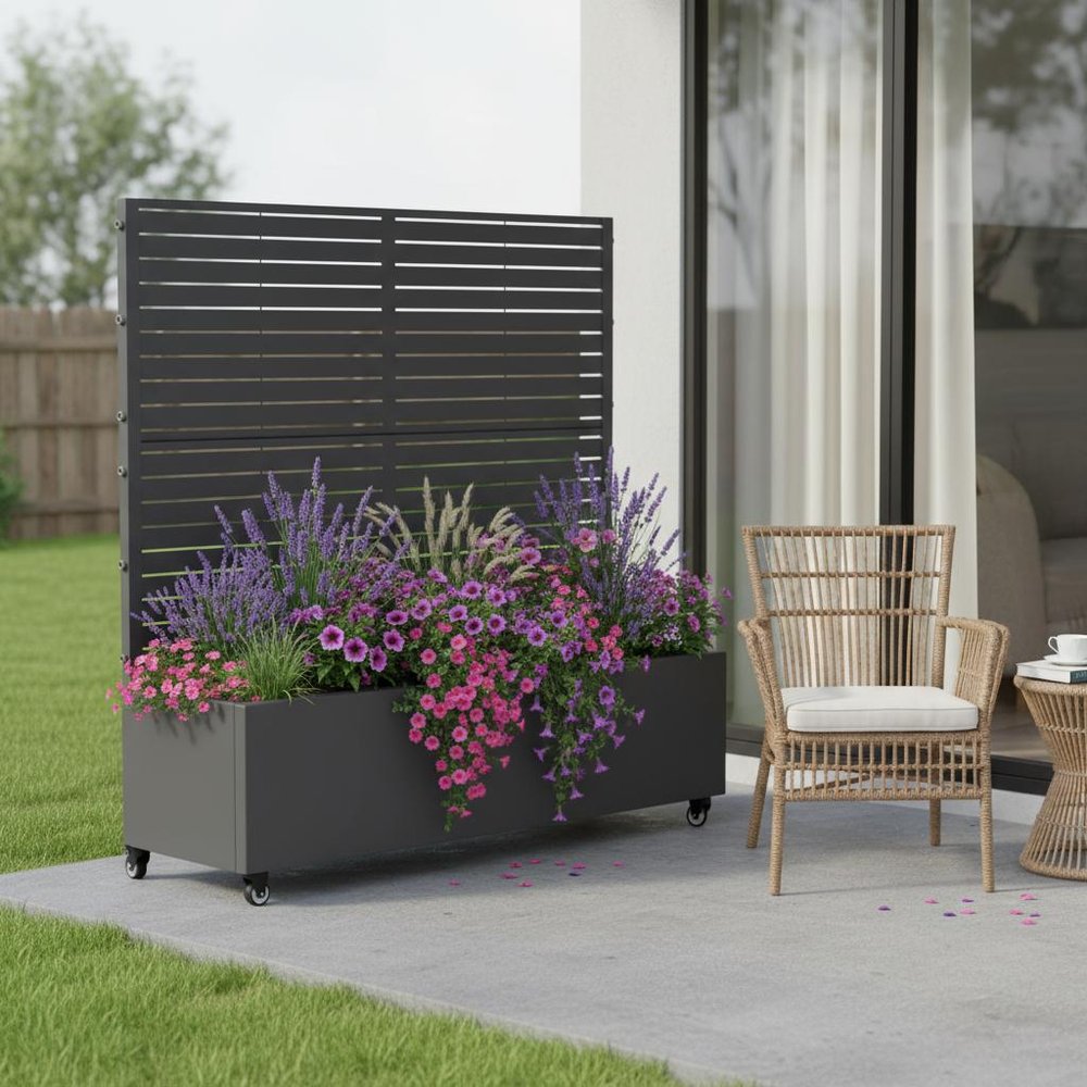 47" X 47" Gray Metal Rectangular Planter Box — view 4