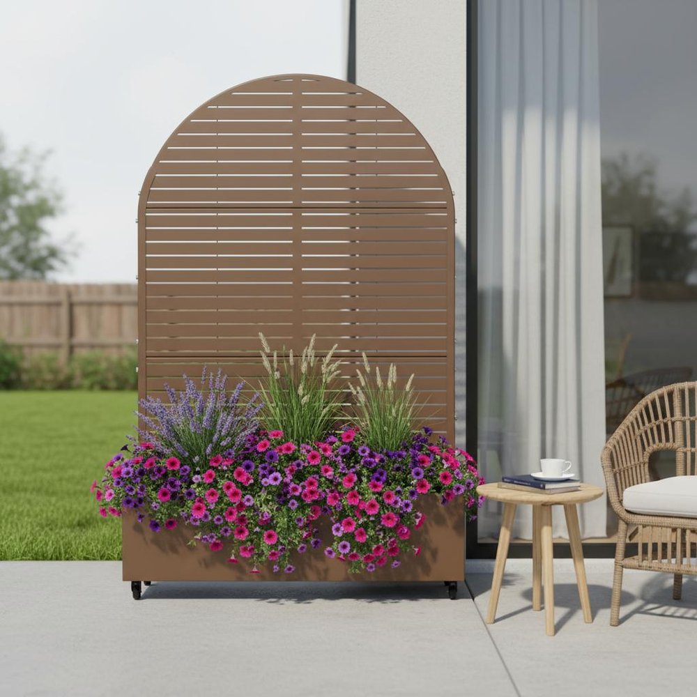 72" X 47" Brown Metal Rectangular Planter Box — view 1